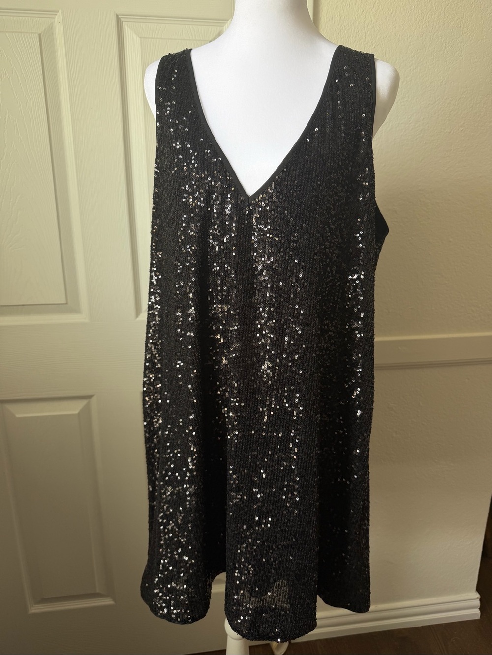 H&M Sequin Embroidered Mesh Mini Dress V Neck | Sequin Mini Dress | Large